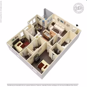 2 Beds • 2 Bath 7104 floor plan